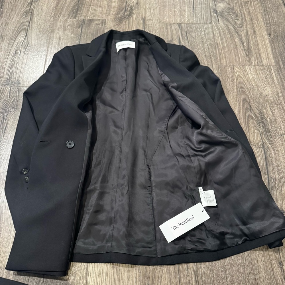 PORTSPURE Elegant Black Women's Blazer size 36 women 100% wool - Picture 4 of 7